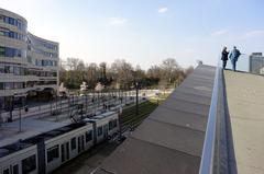 View from Ingenhoven-Tal in Düsseldorf to Kö-Bogen and Hofgarten