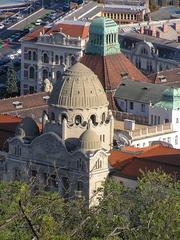 View from Liberty Statue towards Hotel Gellért with Gellért Baths, Budapest, Hungary