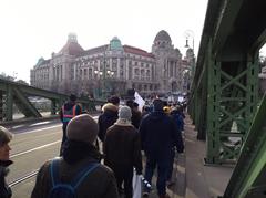 Budapest protest against the overtime work act on Szabadság híd, January 19, 2019