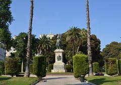 Jaume I statue and palm trees in el Parterre, Valencia