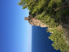 Aerial view of Mallorca island with coastal mountains and blue sea