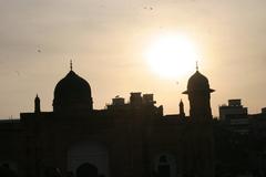 Lalbagh Fort Mosque with palm trees