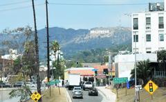 Hollywood Sign on the hills with a clear blue sky