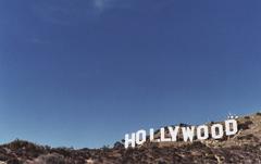 A large sign in Hollywood, California