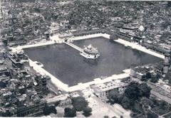 Overhead panorama view of the Golden Temple complex in Amritsar