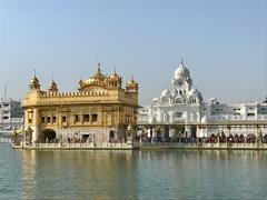 Long lines of devotees at the south side entrance of the Golden Temple in Amritsar