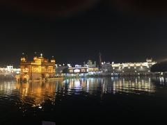 long shot of the Golden Temple in Amritsar, India