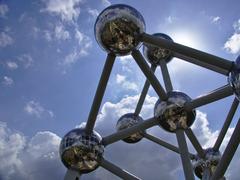 Atomium structure in Brussels under a blue sky