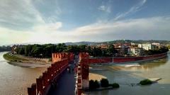 Ponte Castelvecchio in Verona, Italy, with its medieval castle and bridge over the Adige River