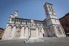 aerial view of Lucca, Italy showcasing historic architecture and lush greenery