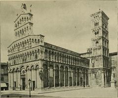 historical architectural illustration featuring Lucca's San Michele