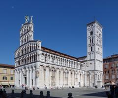 San Michele in Foro church viewed from Piazza San Michele in Lucca, Italy