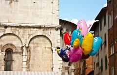 Vibrant and colorful cityscape of Lucca