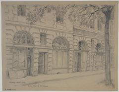 Drawing of buildings at 19-21 Place Dauphine by Gustave Ferdinand Boberg