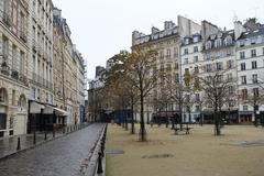 Place Dauphine in Paris with autumn foliage