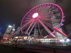 Night view of Central Hong Kong with Hong Kong Observation Wheel