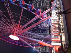 Hong Kong Observation Wheel at Central Waterfront Promenade at night