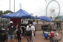 Filming in progress at Edinburgh Place in Central, Hong Kong