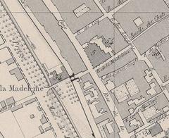 historic map of city center Troyes 1839