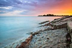 Sunset at Woodbine Beach with two-toned sky