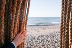 Ropes on a sandy beach in Woodbine Beach, Toronto