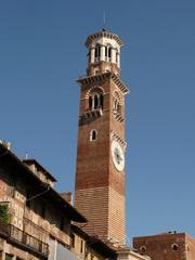 Torre dei Lamberti in Verona, an 83-meter tall tower built in 1172, now a lookout tower