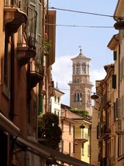 A view of Torre dei Lamberti from the city streets