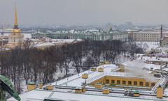 View from St. Isaac's Cathedral colonnade in Saint Petersburg on a winter day