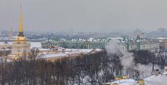 Saint Petersburg view from St. Isaac's Cathedral colonnade in winter