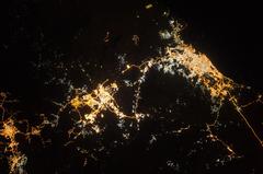 Taif, Mecca, and Jeddah at night from space