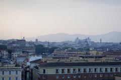 View over Rome in the early morning from inside the Vatican Museums