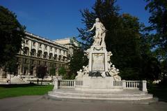 Mozart monument in Burggarten in front of Neue Burg in Vienna