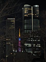 Azabudai Hills and Tokyo Tower seen from Tokyo Midtown