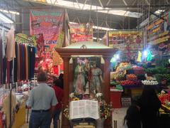 Interior view of Mercado de San Juan in Arcos de Belén, Mexico City