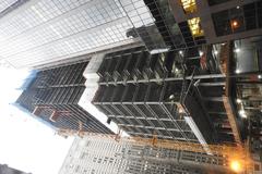 One Vanderbilt skyscraper on a rainy day viewed from Grand Central Terminal ring road