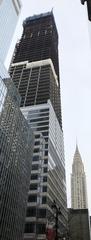 East facing view of One Vanderbilt under construction with Chrysler Building in the background