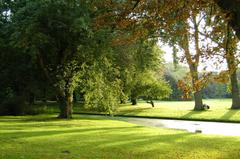 Scenic view of Beatrixpark with a serene lake surrounded by lush trees