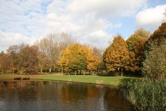 Beatrixpark in South Amsterdam with lush greenery and a tranquil pond