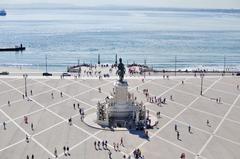 Cais das Colunas in Lisbon with Tagus River in the background