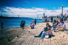 Cais das Colunas waterfront in Lisbon, Portugal