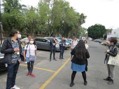 Participants of the 3rd WikiEducation Meeting visiting the Plaza de las Tres Culturas in Tlatelolco