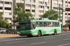 Trolleybus at Plaza de las Tres Culturas in Tlatelolco, Mexico City