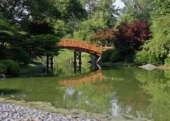 Japanese Garden with lush greenery and a tranquil pond