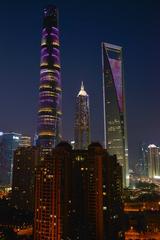 Shanghai Tower, Jin Mao Tower, and Shanghai World Financial Center during Chinese New Year