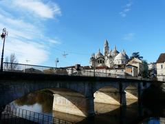 Pont des Barris and Saint-Front Cathedral in Périgueux, view from voie verte