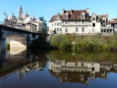 Pont des Barris and Saint-Front Cathedral from the greenway, Périgueux