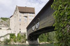 View of the Landvogteischloss across the wooden bridge