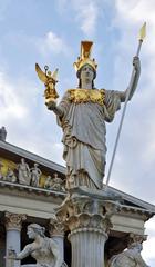 Statue of Athena in front of the Austrian Parliament building in Vienna