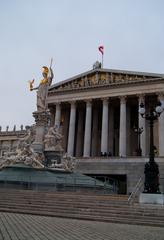 Austrian Parliament building and Pallas Athena statue in Vienna