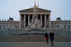 Austrian Parliament Building with Atine statue